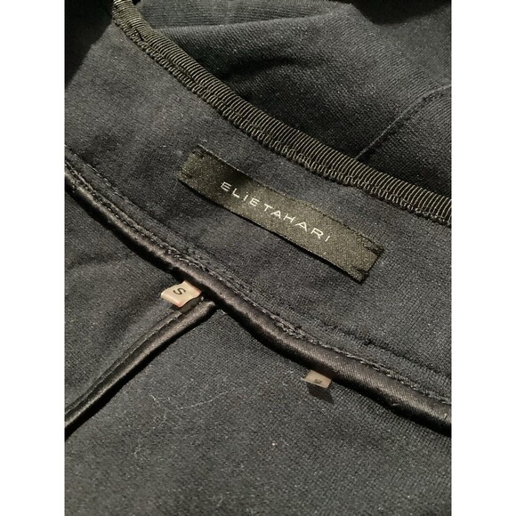 Elie Tahari Navy Blue Snap Button Up Lace Collar Jersey Blazer S - Picture 7 of 8